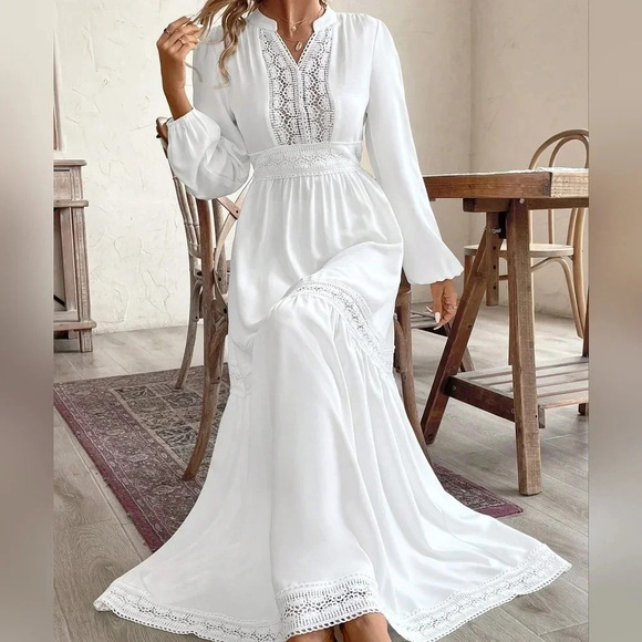 Women's Plain Simple Daily Long Sleeve Dress - Picture 1 of 5